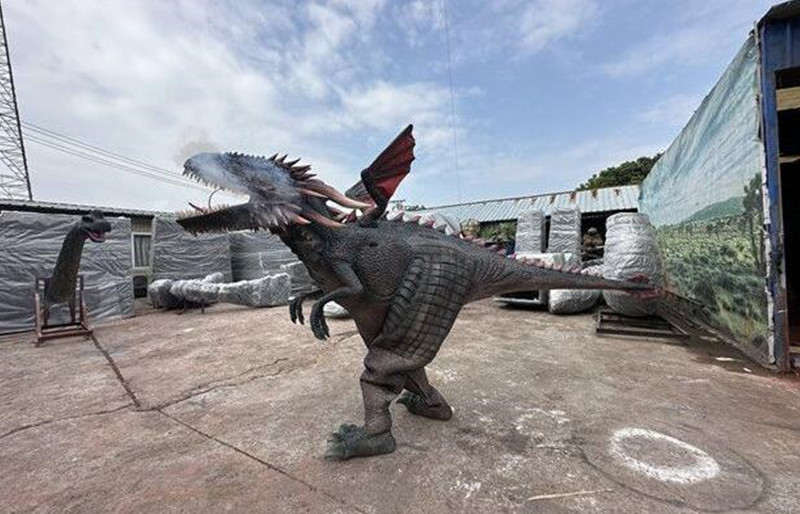 Realistic walking Dragon costume with spraying smoking